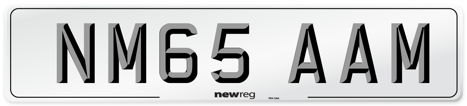 NM65 AAM Number Plate from New Reg
